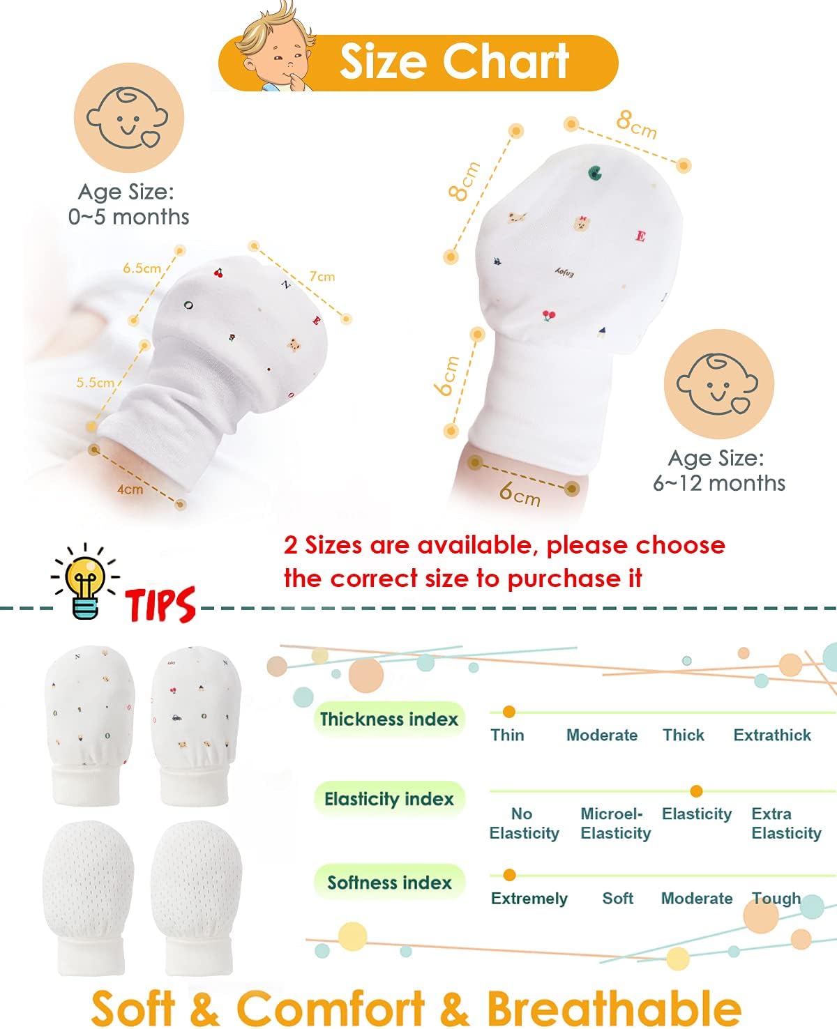 Newborn Baby Mittens Anti Scratch Baby Mittens No Scratch Mittens Baby Gloves for 0-6 Months Boys