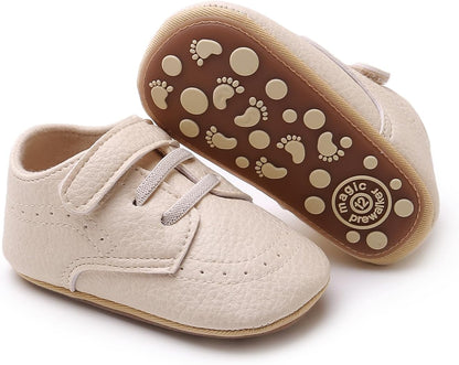 SOFMUO Baby Boys Girls High Top Ankle PU Leather Sneakers Soft Rubber Sole Infant Moccasins Newborn