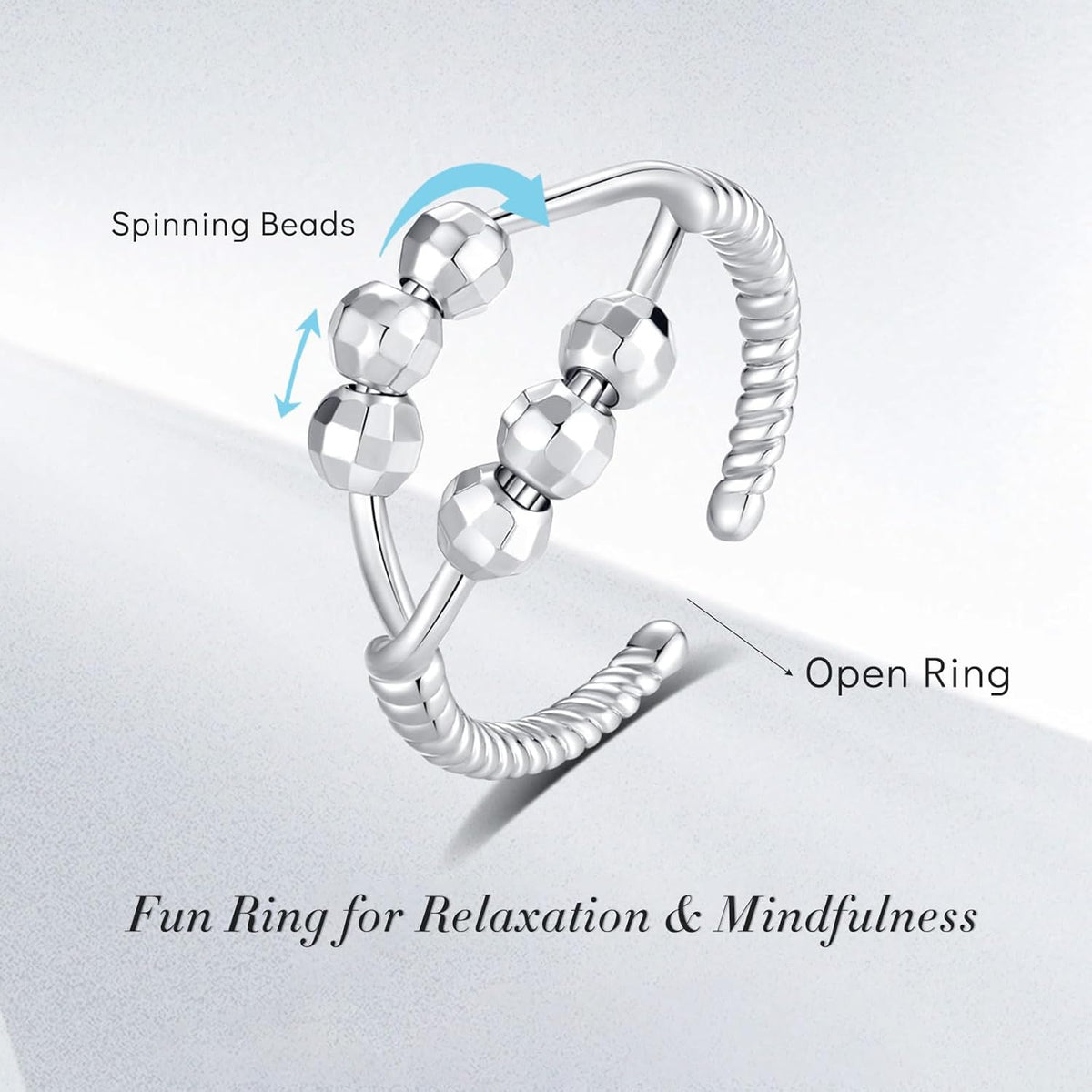 INFUSEU Funny Spinner Fidget Rings for Women Girls Anti Anxiety Stress Worry, Adjustable Size