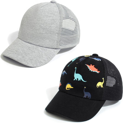 Duoyeree Toddler Baseball Cap Baby Cap Sun hat Print Dinosaur Pattern and Solid Color hat Kids boy