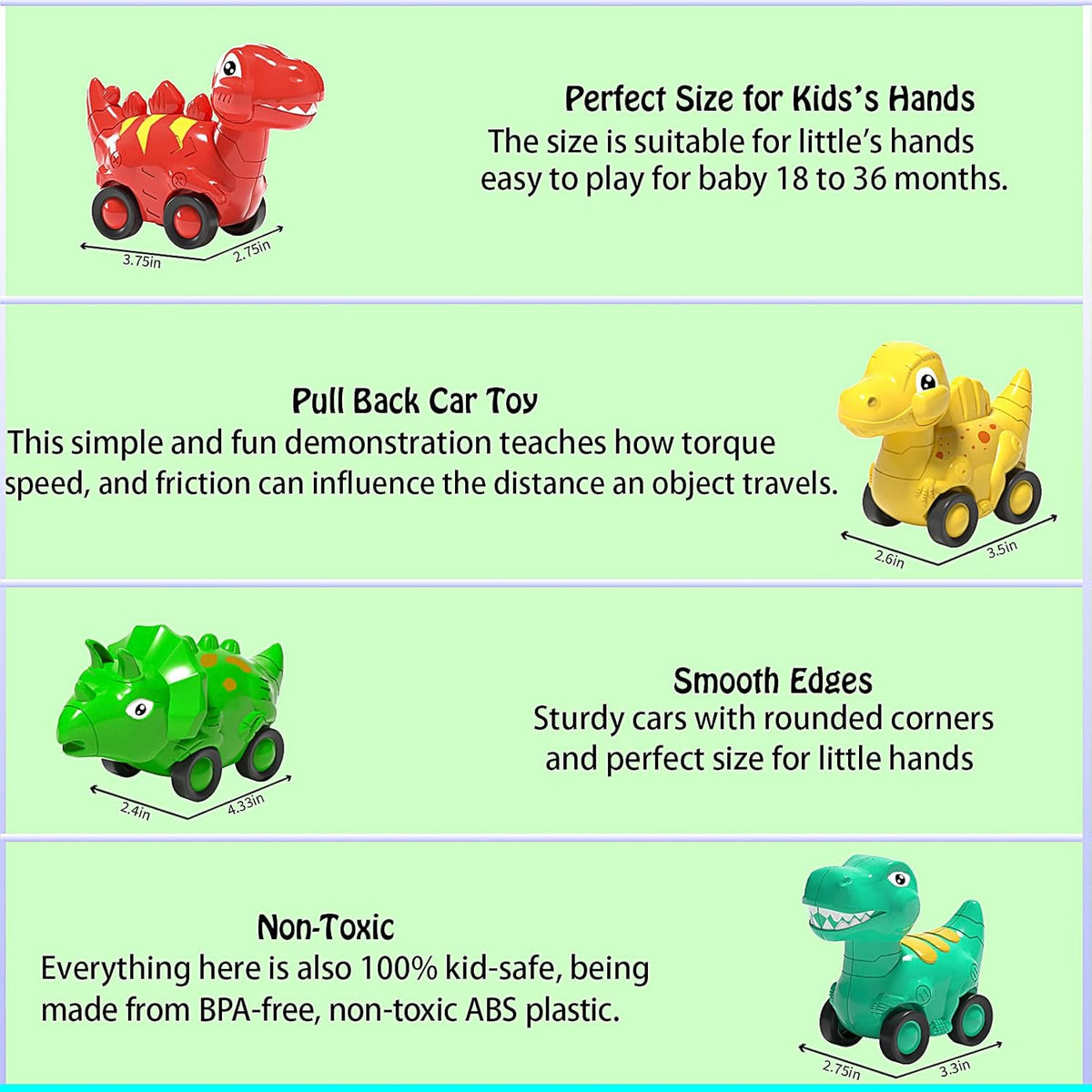 Toddler Car Toy for 2 3 4 5 Years Old, Dinosaur Transport Carrier Truck with 4 Pack Small Pull Back