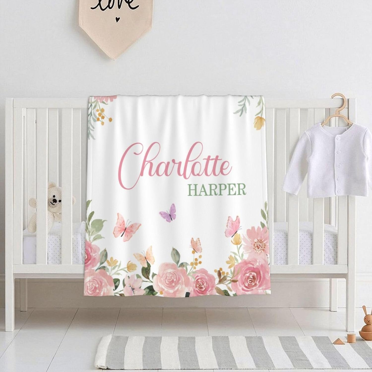 Personalized Baby Blankets for Girls Women Custom Baby Blanket with Name for Kids Toddlers Adult