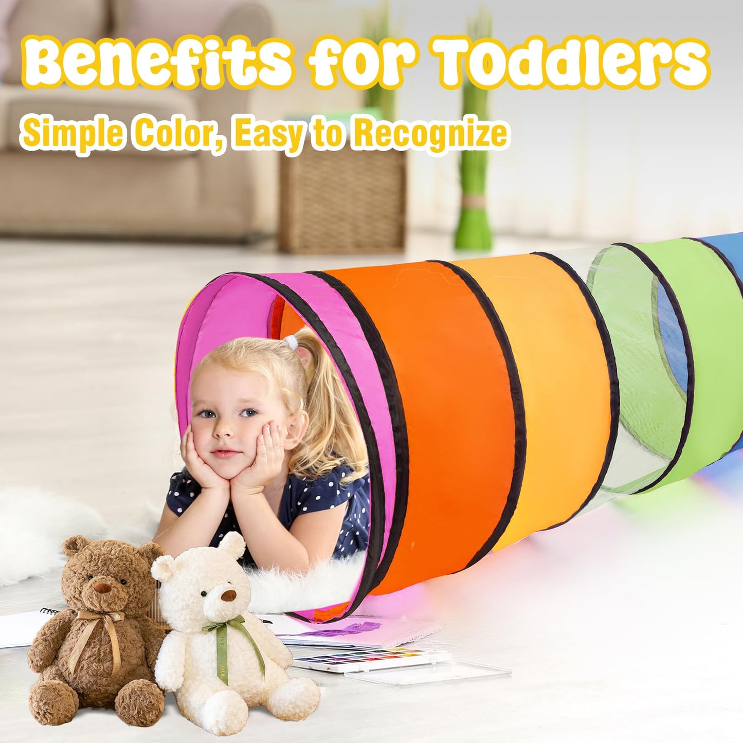 Kids Play Tunnel for Toddlers,Pop Up Crawl Through Tunnel Play Tent for Baby Infant Children or