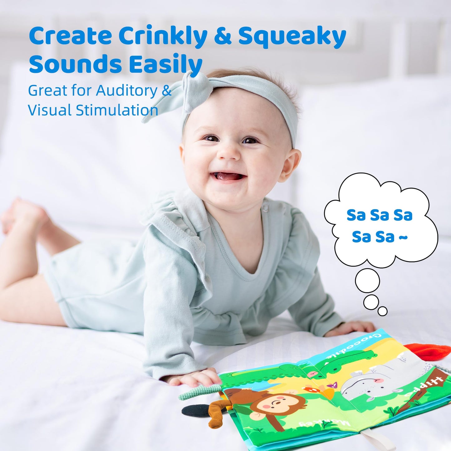 WECHARM KIDS Baby Books Toys,Touch and Feel Crinkle Cloth Book for Infants – Early Learning