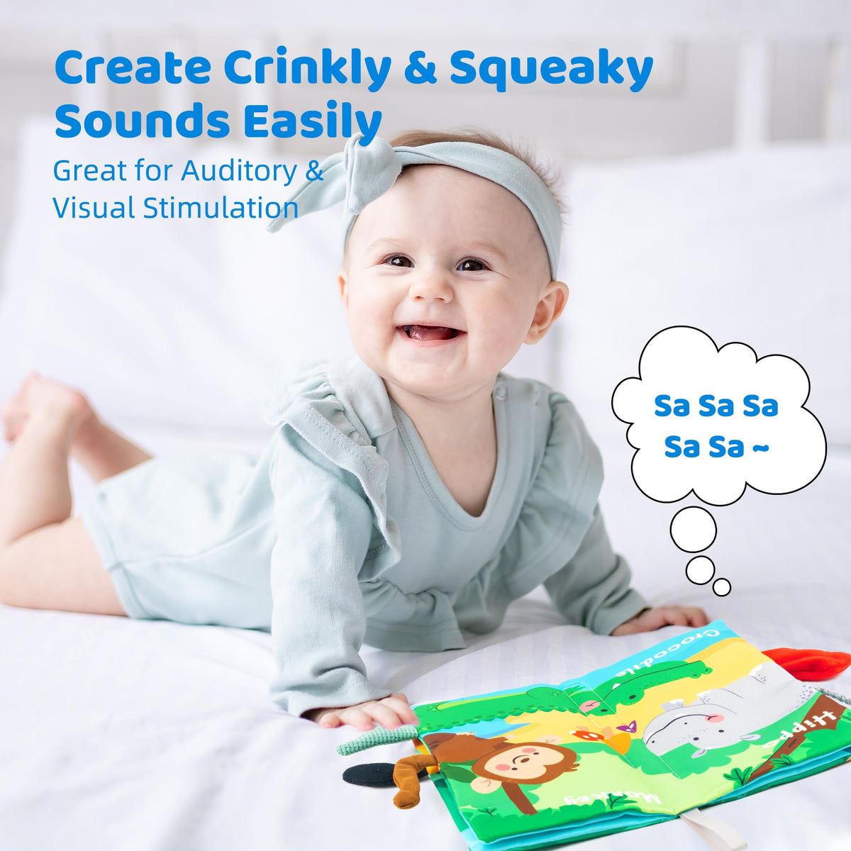 WECHARM KIDS Baby Books Toys,Touch and Feel Crinkle Cloth Book for Infants – Early Learning