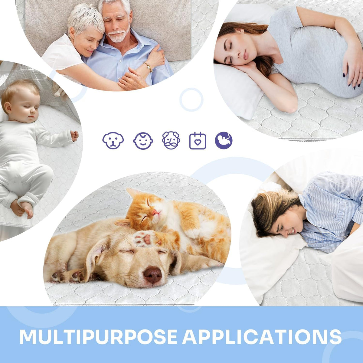 4-Layer Ultra Soft Quilted Bed Pads, 18" x 24" (3 Pack), Heavy Absorbency Underpad, Machine