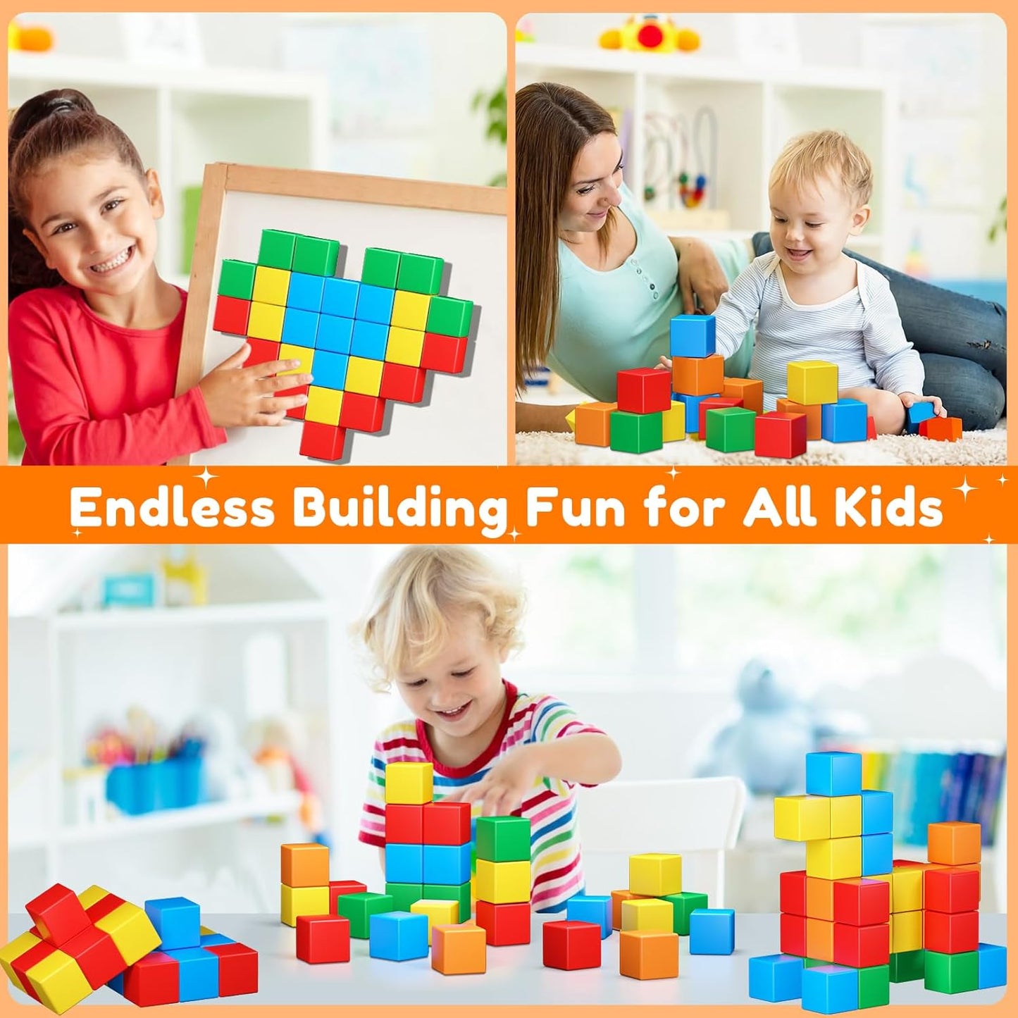 Magnetic Blocks for Toddlers Toys,1.42 Inch Building Blocks Toys for 3 4 5 6 7 8+Years Old Boys