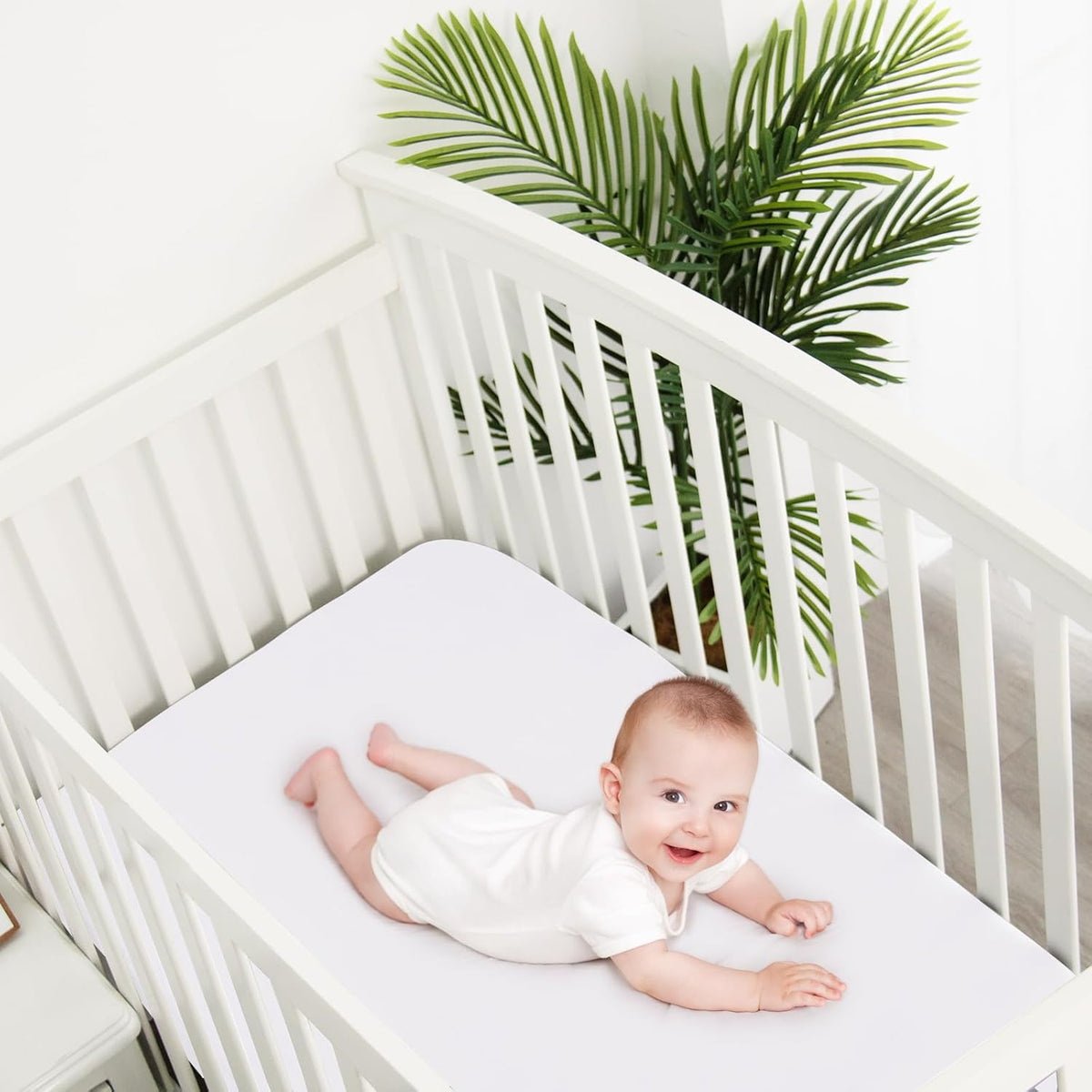 Crib Sheets Waterproof 2 Pack, Crib Mattress Protector, Toddler Fitted Crib Sheet Neutral, Ultra