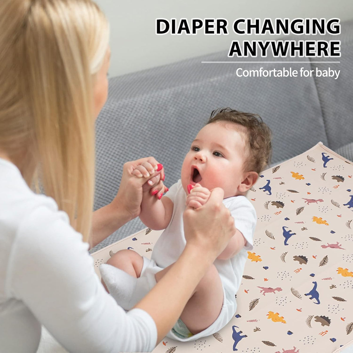 Vegan Leather Baby Changing Mat - Wipeable Portable Changing Pad, Foldable Travel Changing Mat for