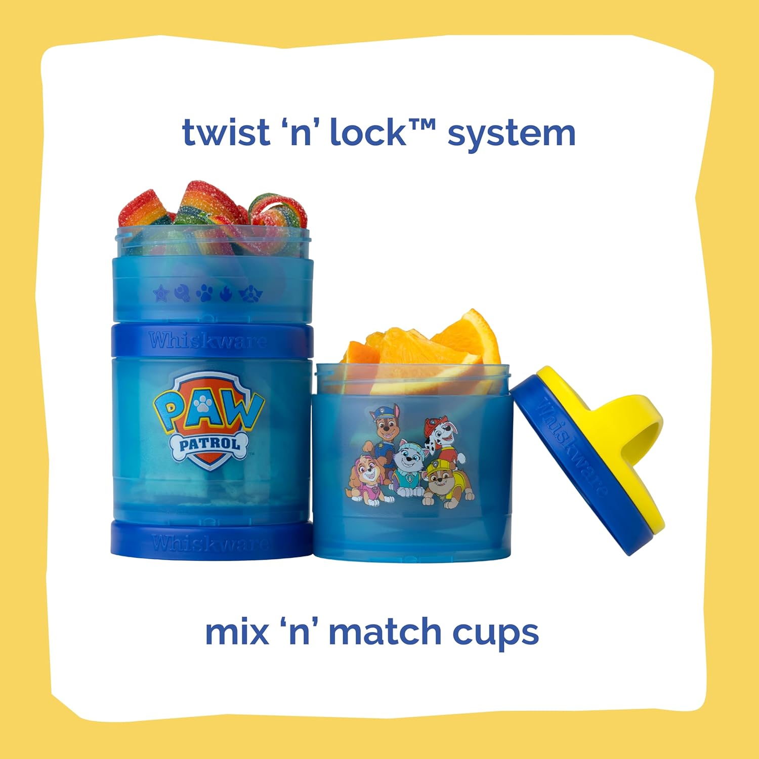 Whiskware Paw Patrol Stackable Snack Containers for Babies, Kids, and Toddlers, 3 Stackable Snack