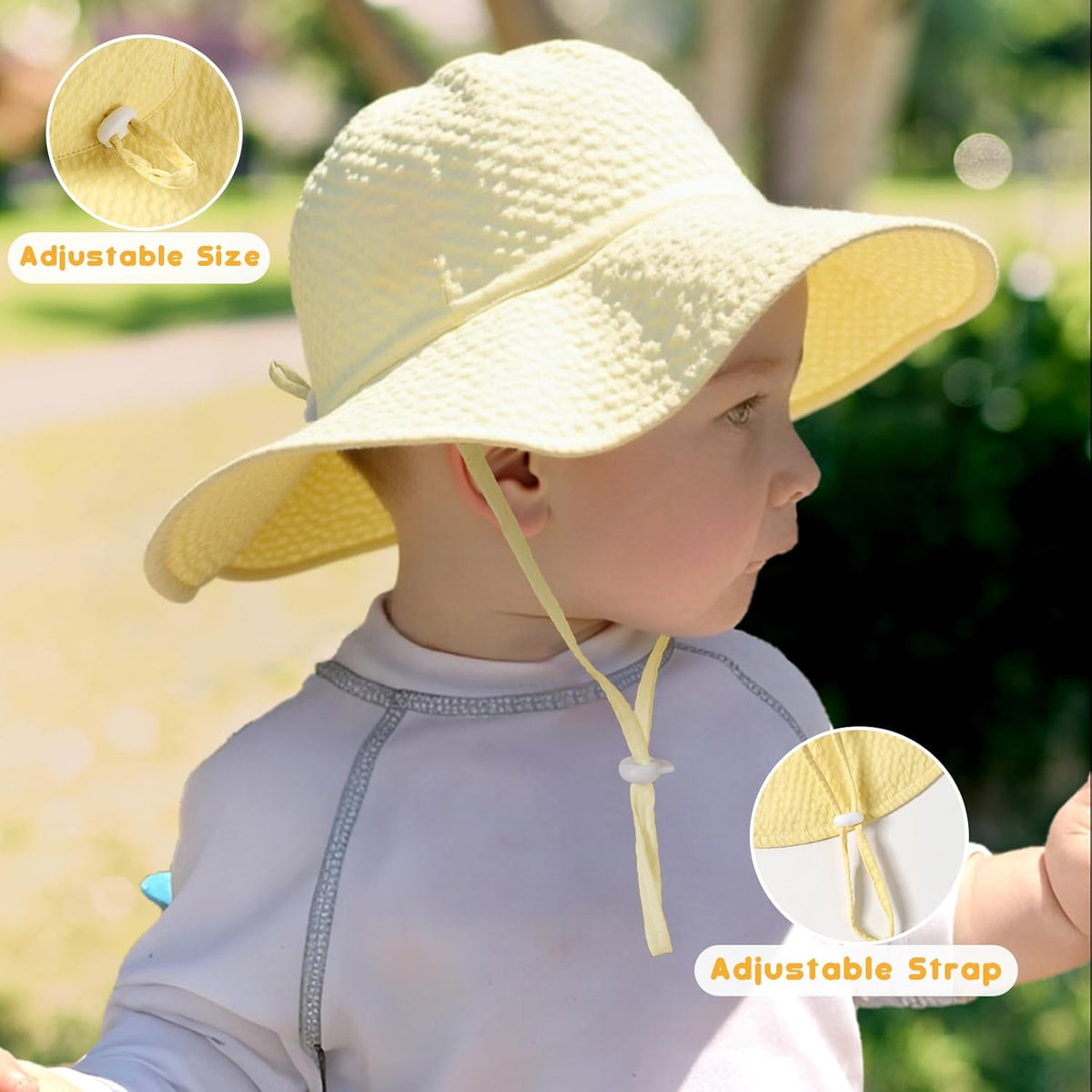 HONGTEYA Baby Sun Hat Toddler Girl Beach Hat Adjustable Outdoor Summer Hat UPF 50+ Sun Protection