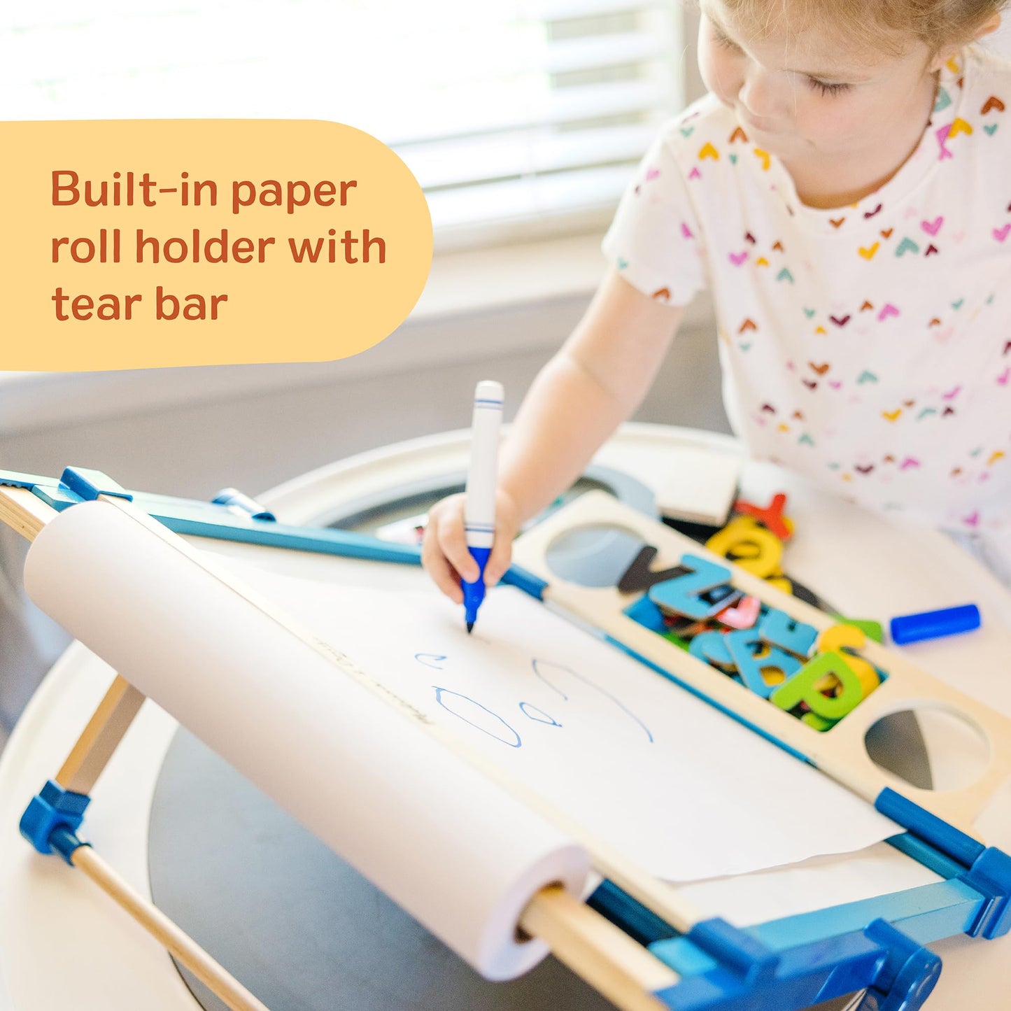 Melissa & Doug Magnetic Tabletop Easel, Deluxe Double-Sided Wooden Art Set with Chalkboard