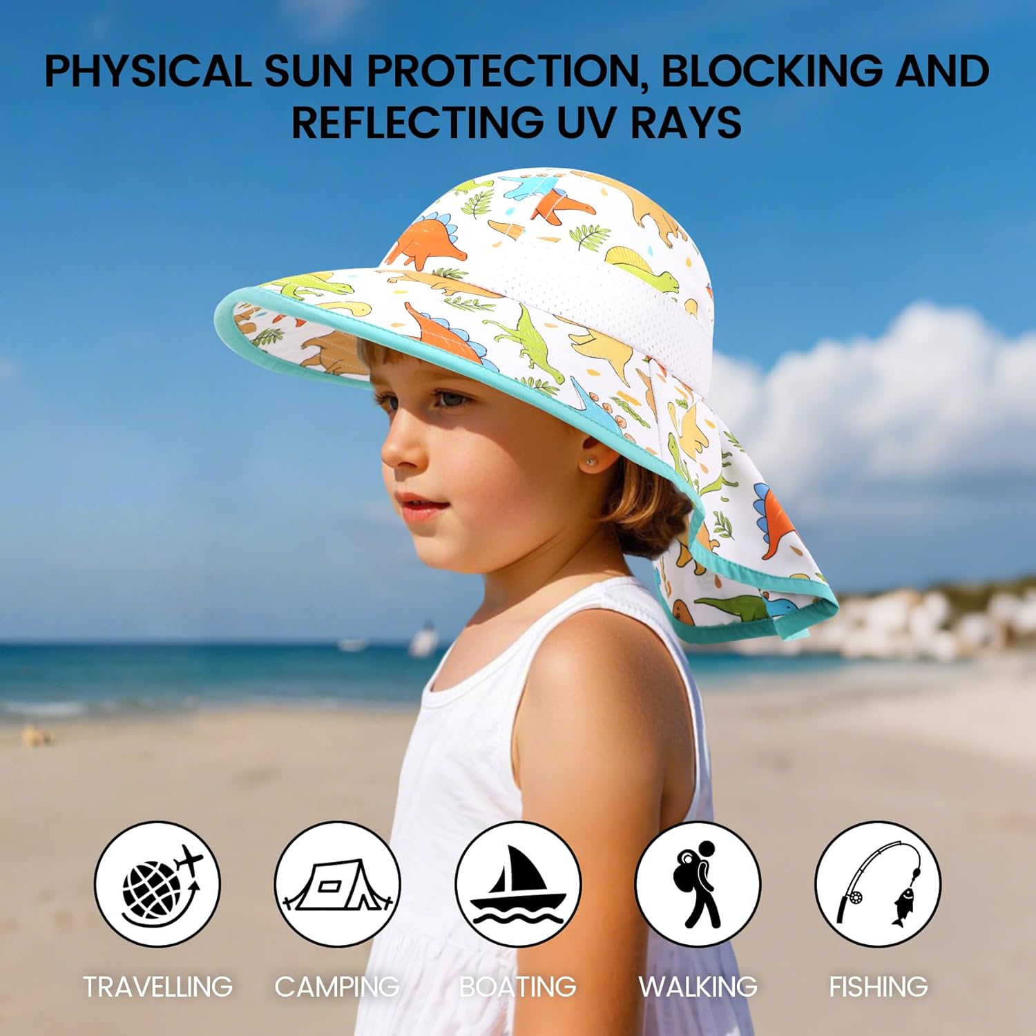 Baby Sun Hat with Neck Flap for Sun Protection Toddler Beach Hat UPF 50+ Outdoors 0-6 Years Boys