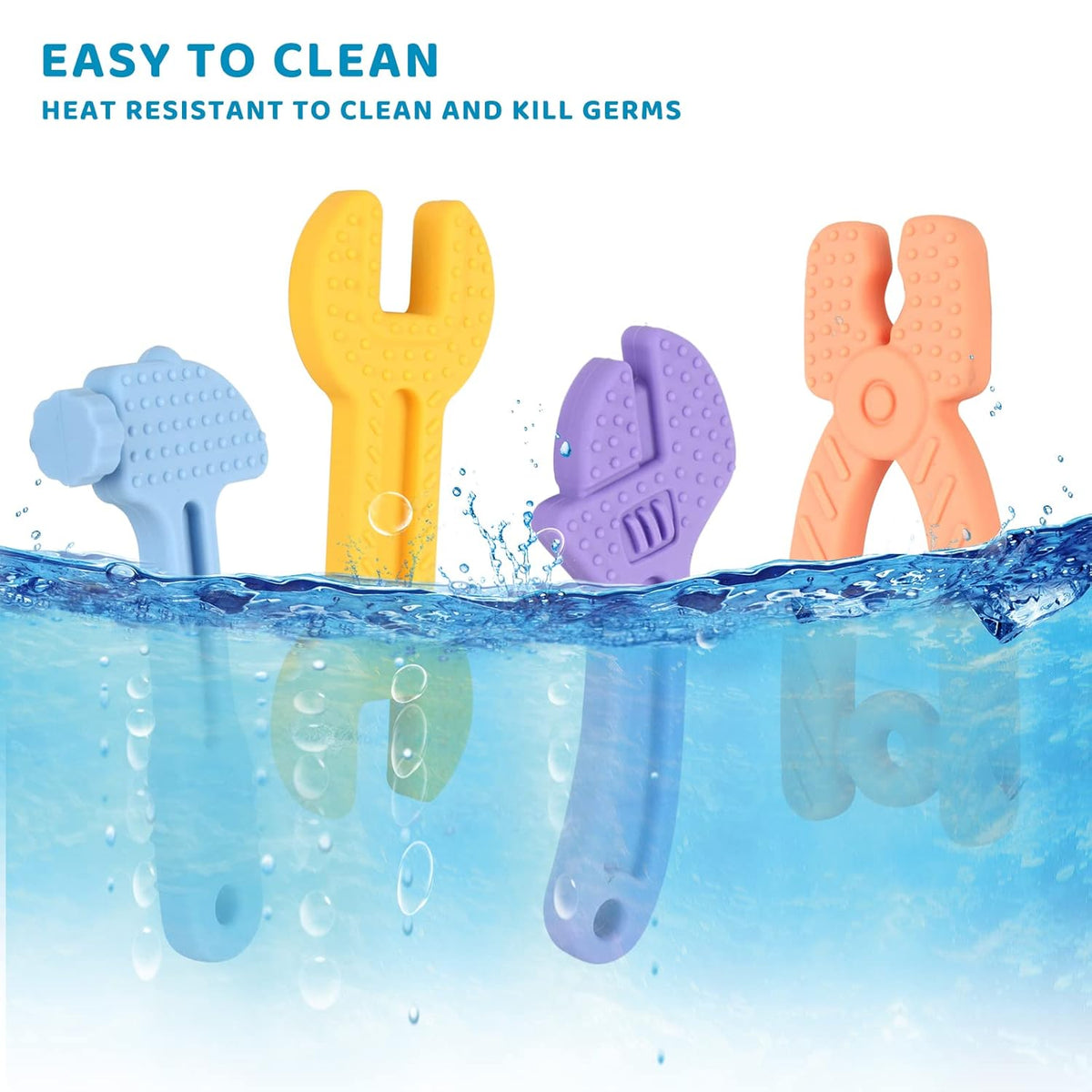 Fu Store 4 Pack Soft Silicone Teething Toys for 0-12 Months 6-24 Months Toddlers Infant Hammer