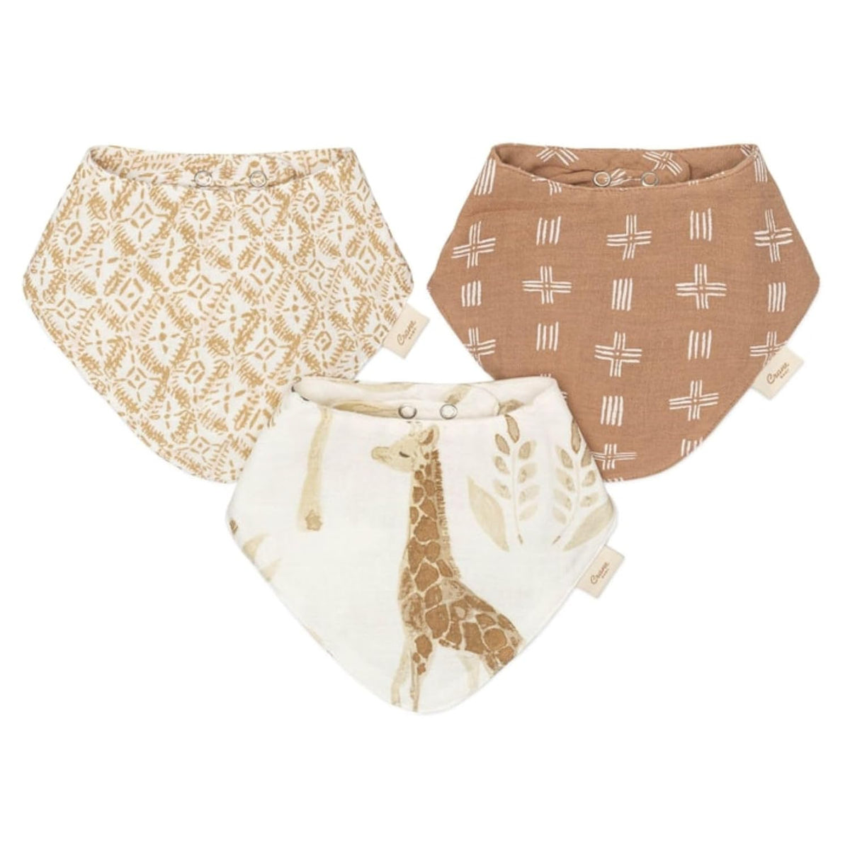 Crane Baby Soft Muslin Bandana Bibs for Boys & Girls, Safari Animal Baby Bibs, Adjustable Absorbent