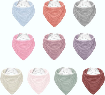 Muslin Baby Bibs,Soft Triangular Baby Bandana Drool Bibs for Baby Boy Girl,Solid Colors Bib for