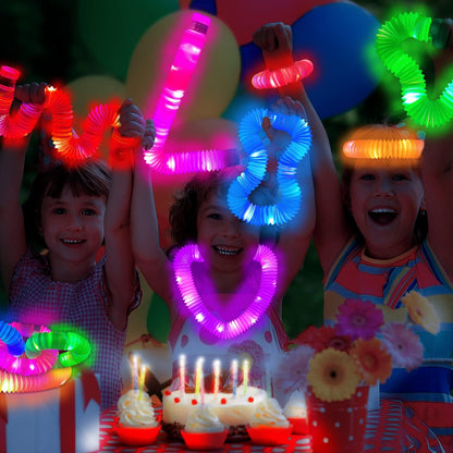 Light Up Pop Tubes for Kids 6 PCS, Halloween Glow Sticks Party Favors for Toddlers, Neon LED
