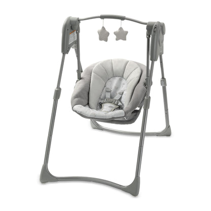 Graco Slim Spaces Compact Baby Swing, Space Saving Portable Bay Swing with Height Adjustable Legs &