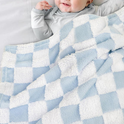 HOMRITAR Checkered Baby Blanket for Boys Girls Warm Cozy Reversible Checkerboard Toddler Blankets