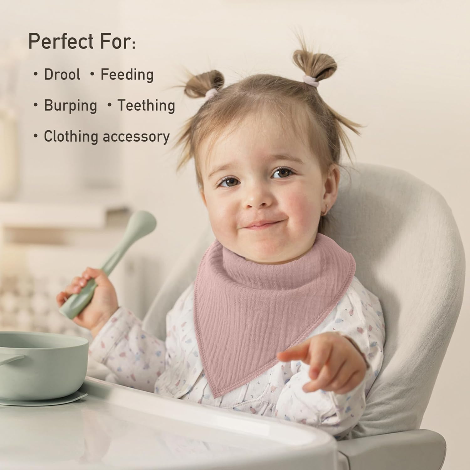 Muslin Baby Bibs 8 Pack, Baby Bandana Drool Bib for Drooling and Teething, Cotton Soft Absorbent