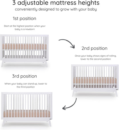 dadada Baby Soho 3-in-1 Convertible Wooden Crib to Toddler Bed - Made in Italy, GREENGUARD Gold