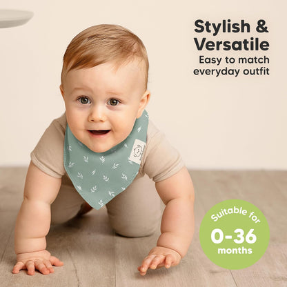 8-Pack Organic Baby Bandana Bibs for Girls - Super Absorbent Triangle Baby Bibs for Drooling and