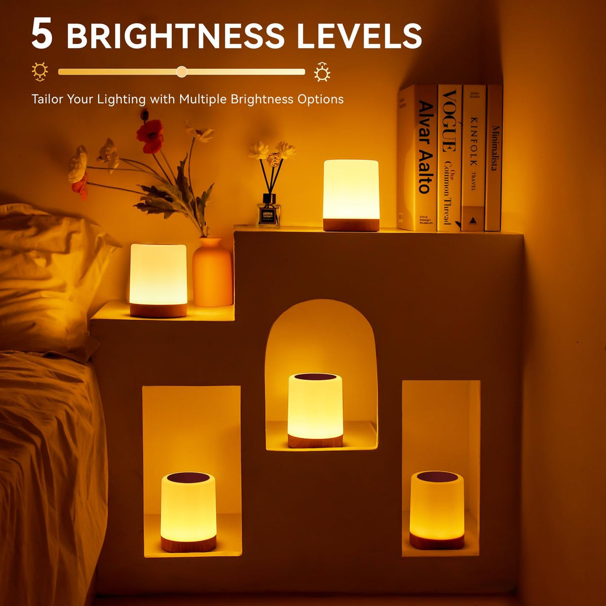 LED Night Light Bedside Lamp Touch and Remote Control Dimmable Tabletop 13 Colors Changing 5