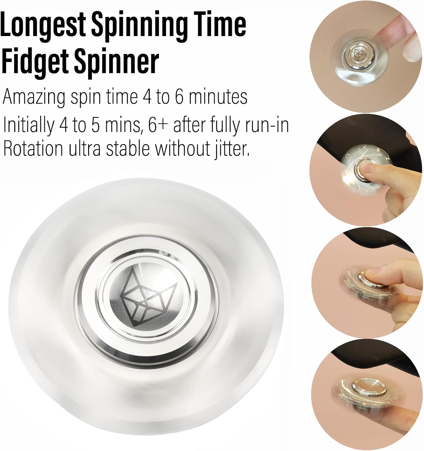 FREELOVE Metal Fidget Spinner, Stainless Steel Heavy, Long Spinning Toys, Cool Silent, Small Mini