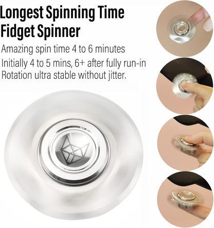 FREELOVE Metal Fidget Spinner, Stainless Steel Heavy, Long Spinning Toys, Cool Silent, Small Mini