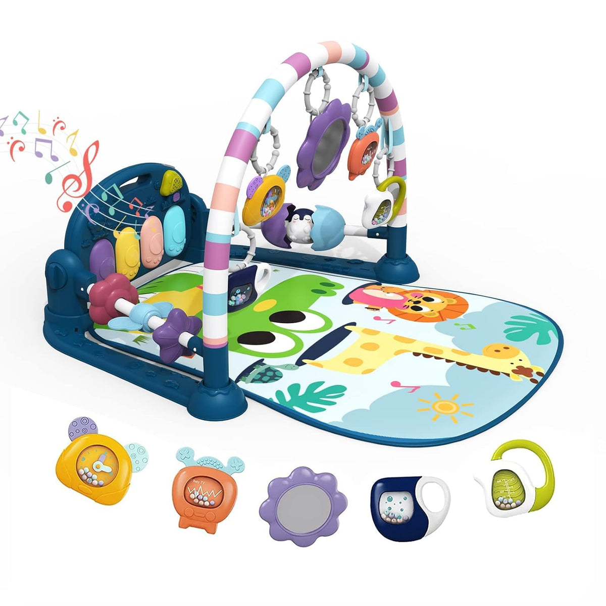 dearlomum Baby Play Mat Baby Gym,Funny Play Piano Tummy Time Baby Activity Mat with 5 Infant