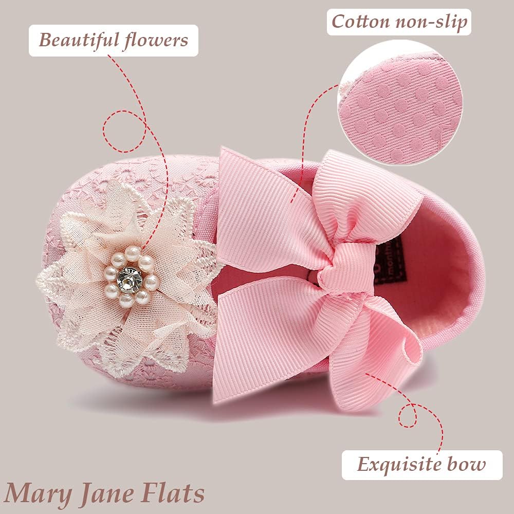 Baby Shoes Mary Jane Flats Non Slip Soft Sole Infant Toddler Sneakers First Walkers Party Christmas
