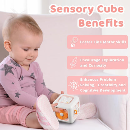 Busy Cube Toys for 1 Year Old Girl Gifts, Montessori for Baby Girl, Travel Sensory Toys for