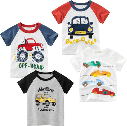 Boys' 4-Pack Excavator Short Sleeve Crewneck T-Shirts Top Tee Size 2-7 Years Toddler Boys' Value