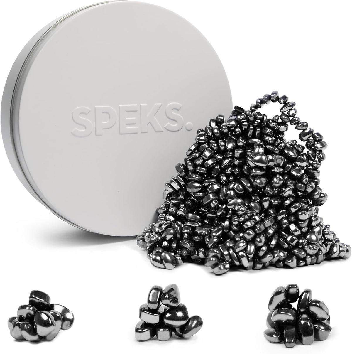 Speks Crags Ferrite Putty | Over 1,000 Smooth Ferrite Stones in a Metal Tin | Fun Quiet Fidget Toys