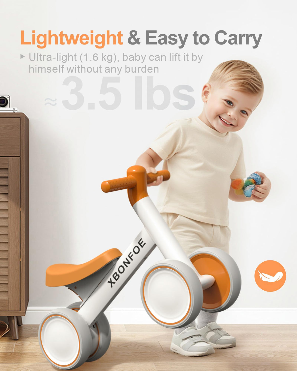 XBONFOE Baby Balance Bike for 1 Year Old Boys Girls, 10-24 Month Toddler Balance Bike, Baby Bike