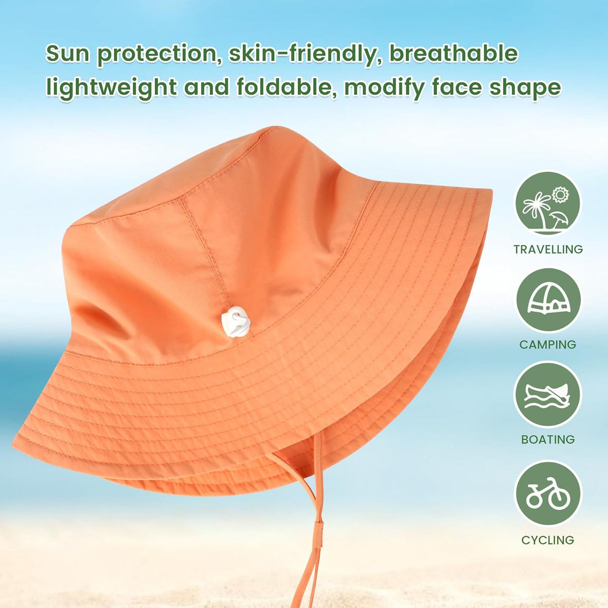 Baby Sun Hat 0-6 Years Toddler Boys Girls Adjustable Bucket Hats Kids Bucket Hats UPF 50+ Wide Brim