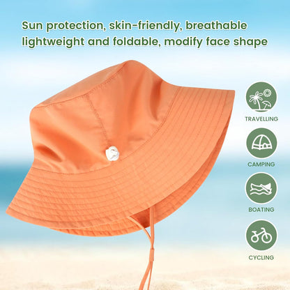 Baby Sun Hat 0-6 Years Toddler Boys Girls Adjustable Bucket Hats Kids Bucket Hats UPF 50+ Wide Brim