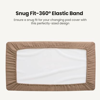 Konssy Waterproof Muslin Changing Pad Cover 2 Pack, Quilted Cotton Fitted Diaper Changing Table