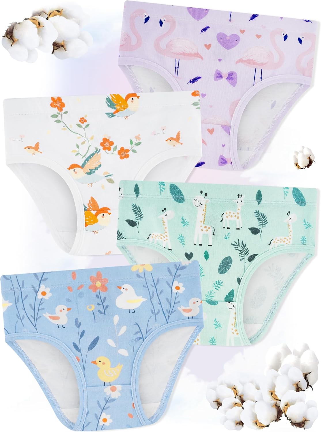 Girls' Underwear,Soft Cotton Tagless Panties for Toddlers' & Little Kids Comfort,Breathable
