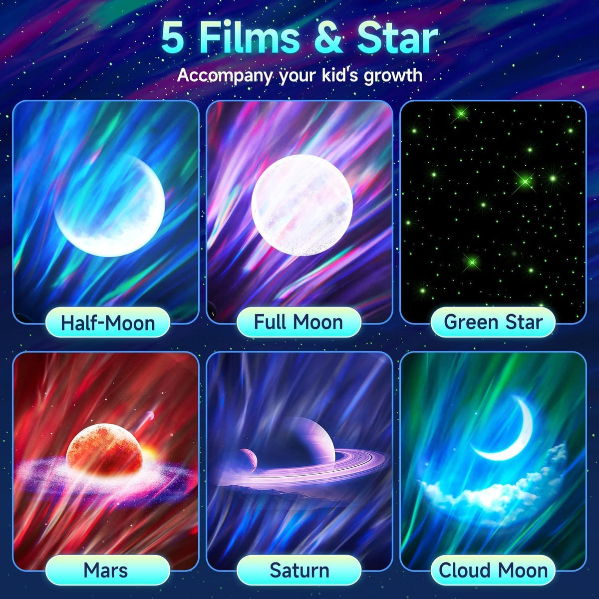 One Fire Northern Lights Projector,16Color Galaxy Projector for Bedroom, 15 White Noise Galaxy