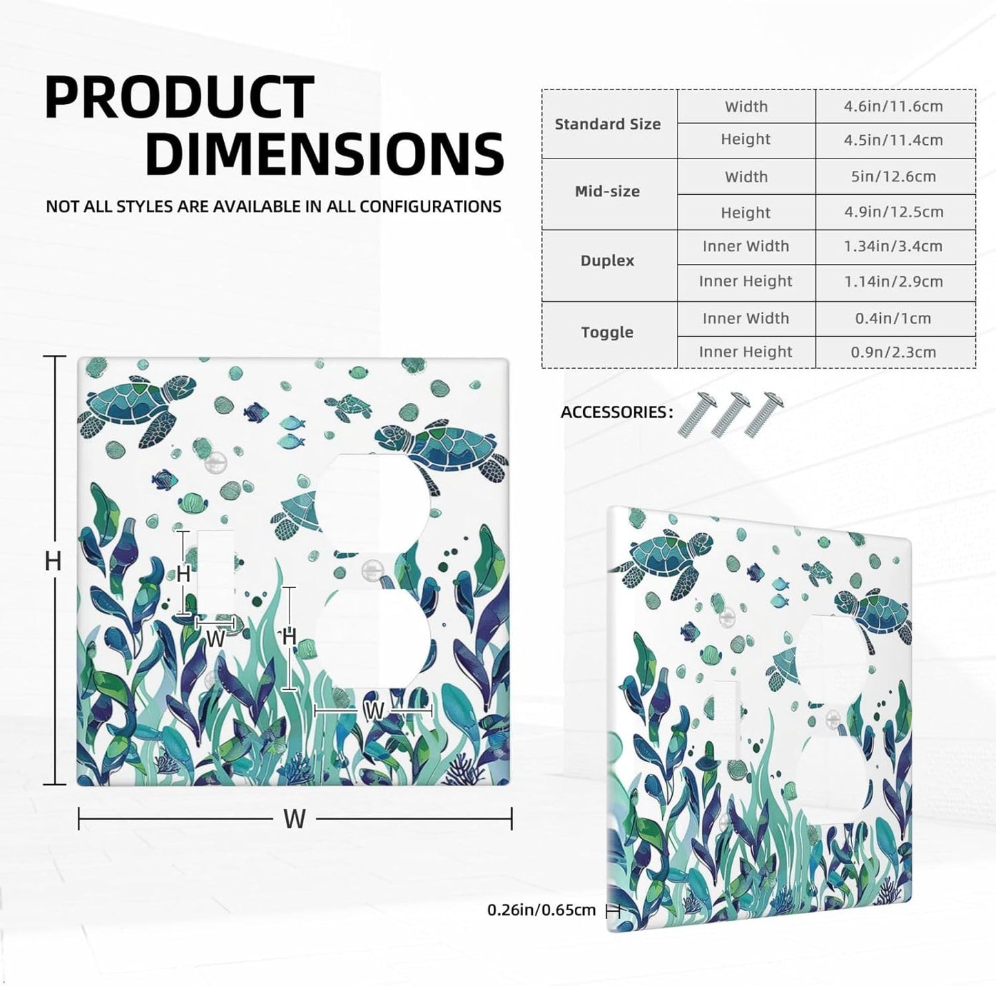 Wallplates Vibrant Turtle Seagrass Watercolor Painting 1 Toggle 1 Duplex Switch Plate Electrical