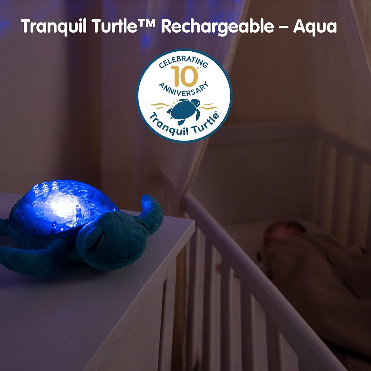 Cloud b Tranquil Turtle Aqua - White Noise Machine Baby, Baby Night Light & Portable White Noise