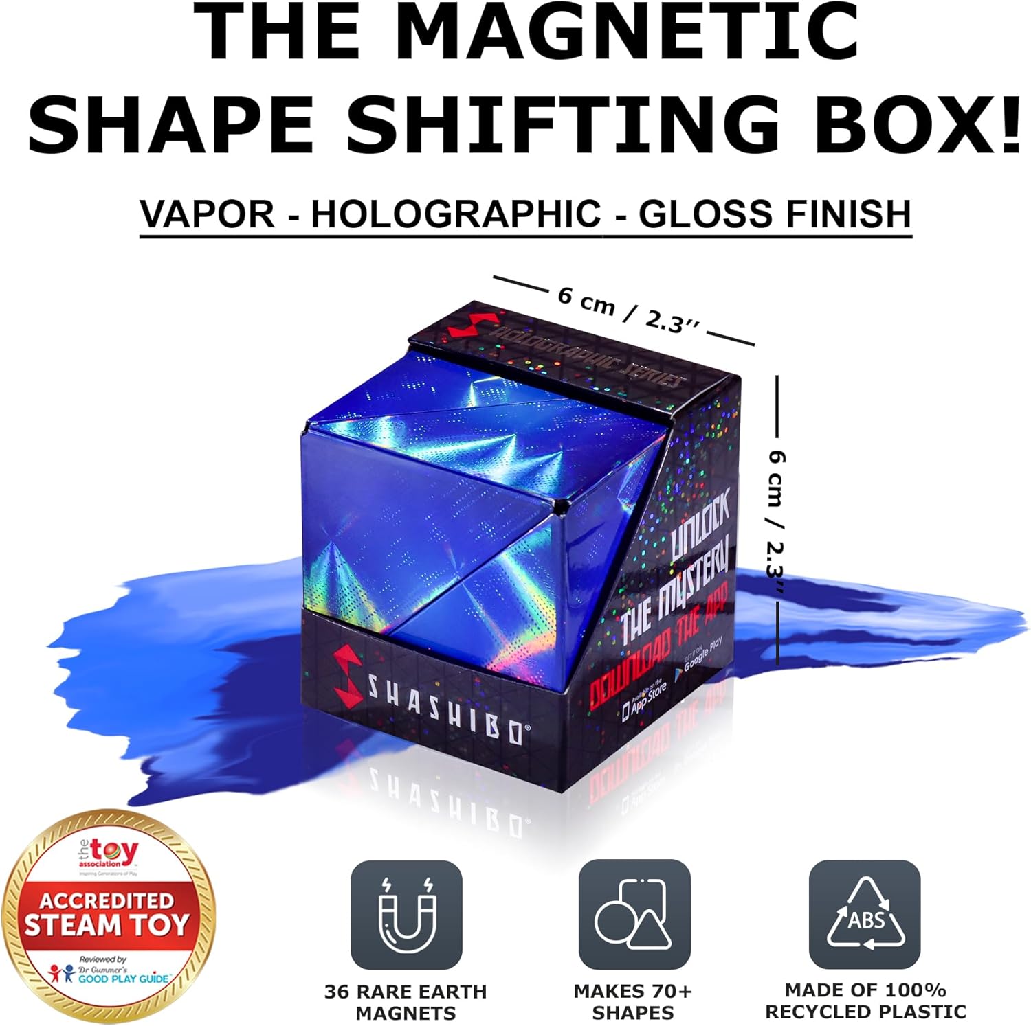 SHASHIBO Shape Shifting Box - Award-Winning, Patented Fidget Cube w/ 36 Rare Earth Magnets