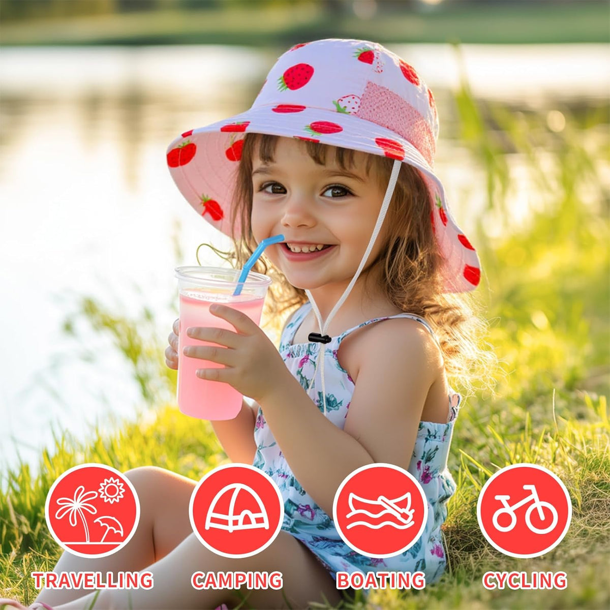Toddler Baby Sun Hat Kids Summer UPF 50+ for Boys Girls Adjustable Beach Hats with Bucket Wide Brim