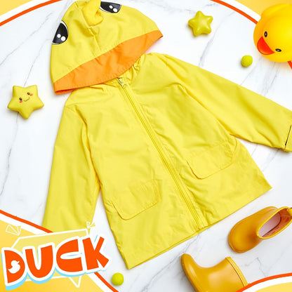 2 Pcs Toddler Raincoat Rain Boots Set Kids Baby Cartoon Hoodie Zipper Jacket Short Rain Shoes for