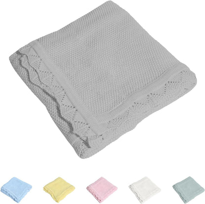 Cotton Baby Blankets 100% Knit Soft Warm Lace Toddler Newborn Nursery Receiving Blankets,30 X 40