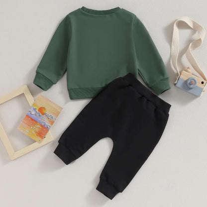 Baby Boy Clothes Fall 6 12 18 24 Months Football Long Sleeve Pullover Tops & Pant Sets Toddler