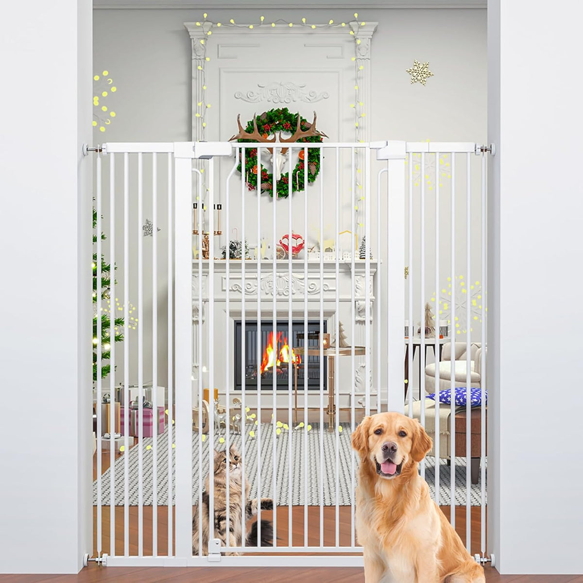 51" Extra Tall Cat Gate 28.5"-48.7" Wide, Auto Close, Pressure Mounted, for Cats & Small Dogs