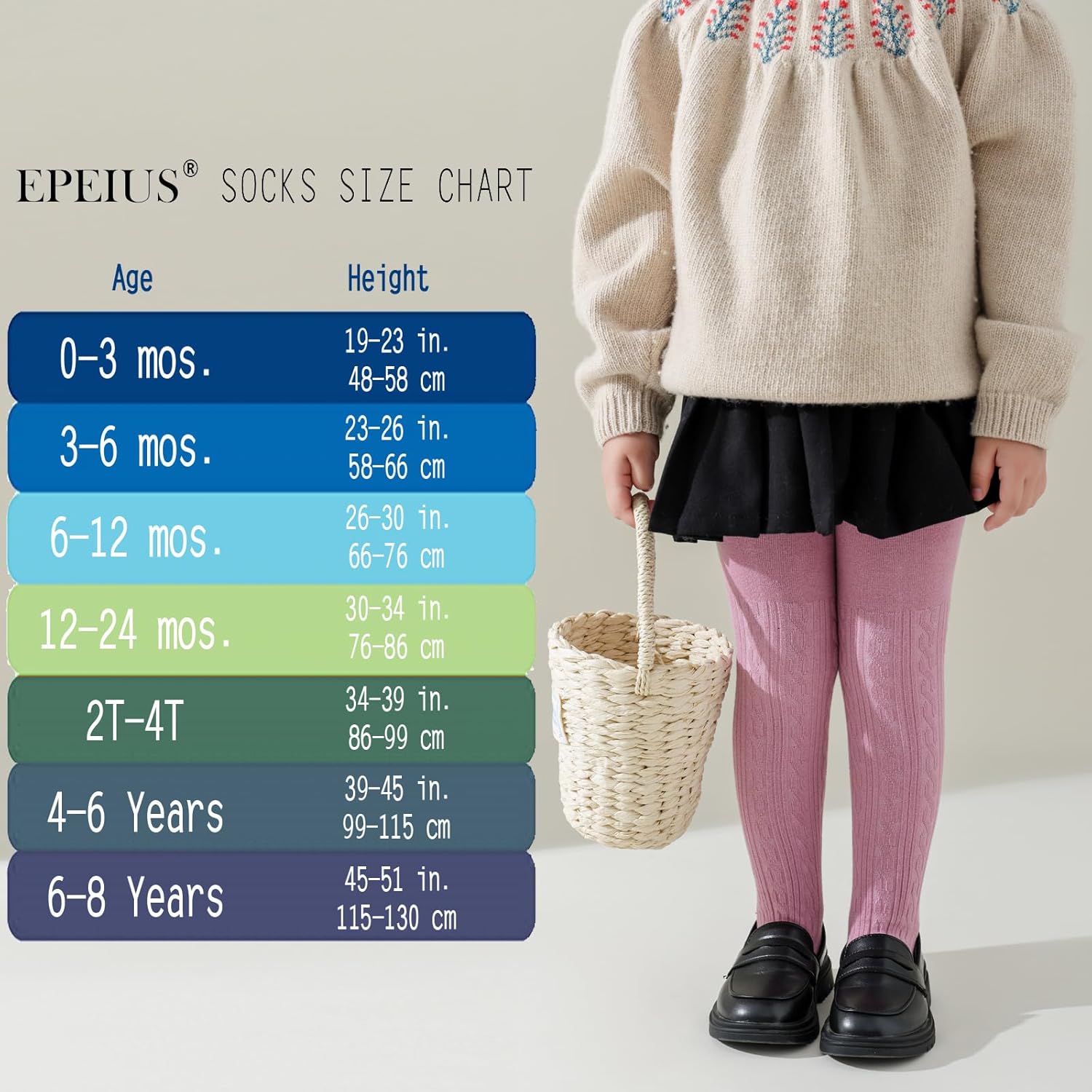 EPEIUS Baby Girl Tights Thick Cable Knit Leggings Stockings Cotton Pantyhose for Newborn Infant