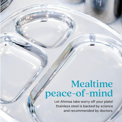 Ahimsa Stainless Steel Plates for Kids - Divided Plates for Toddlers, Pediatrician Designed, Non
